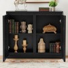 Lirago Vintage Black Fluted Sideboard Cabinet with Storage Outlet Holes 32.63"H x 9.25"D x 39"W - 4 of 4