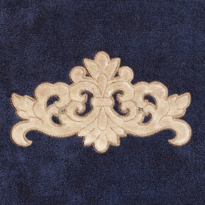 Marine Blue and Beige Turkish Cotton Bath Sheet Set