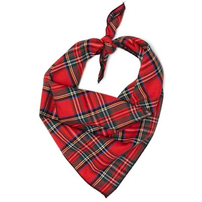 The Worthy Dog Red Black Multicolored Plaid Classic Square Tie-on ...