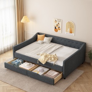 Full Size Upholstered Daybed with Drawers for Bedroom or Apartment - 1 of 4