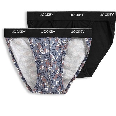 Jockey Men's Underwear Elance Poco Brief - 2 Pack, Black, M at