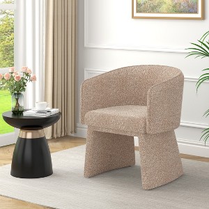 DOMETOUR Modern style simple and elegant chair, white leisure chair, suitable for dining/bedroom/living room/reception desk -pink - 1 of 4