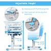 Infans Height Adjustable Kids Desk Chair Set Study Drawing w/Lamp & Bookstand Blue - 4 of 4