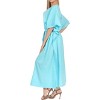 HAPPY BAY Women's House Daily Routine Evening Wear Vacation Holiday Casual Dailywear Loungewear Caftan Maxi Mumu Slit Dresses 2X-3X Blue, Solid - 2 of 3