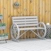 Aghana Digitals Rustic Country Fir Wood Garden Bench with Wagon Wheel Legs, 550 LBS Capacity, White - 2 of 4