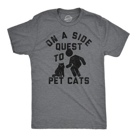 Мужские футболки Crazy Dog T-Shirts, Inc. Mens Funny T Shirts On A Side Quest to Pet Cats Sarcastic Kitten Graphic Tee for Men - Crazy Dog Men's T Shirt For Cat Lovers Dark Grey XL