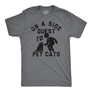 Mens Funny T Shirts On A Side Quest To Pet Cats Sarcastic Kitten Graphic Tee For Men - Crazy Dog Men's T Shirt - 1 of 4