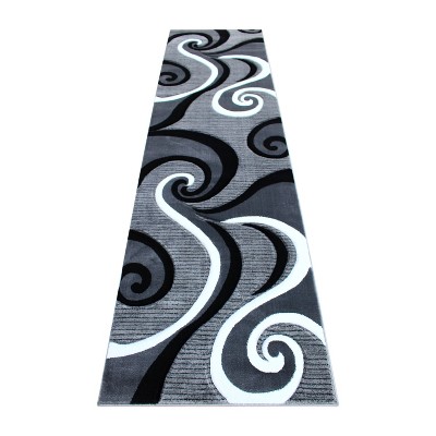 Emma and Oliver Accent Rug with Modern 3D Sculpted Swirl Pattern and Varied Texture Piling