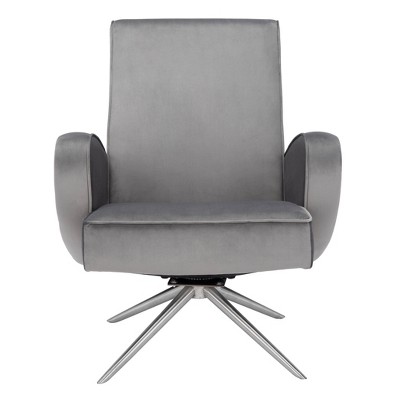 Rhodonite Velvet Swivel Armchair Dark Gray - Safavieh