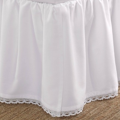 Twin White Cotton Lace Accent Bed Skirt Panel