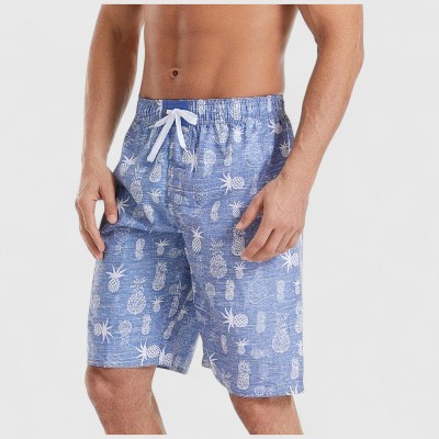 Anna-Kaci Men's Pineapple Print Swim Shorts with Adjustable Drawstring Waist and Mid-Length Fit