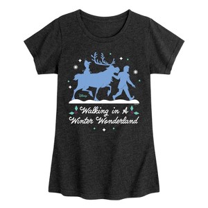 Girls' - Frozen 2 - Walk In A Winter Wonderland Christmas Fitted Short Sleeve Graphic T-Shirt - 1 of 4
