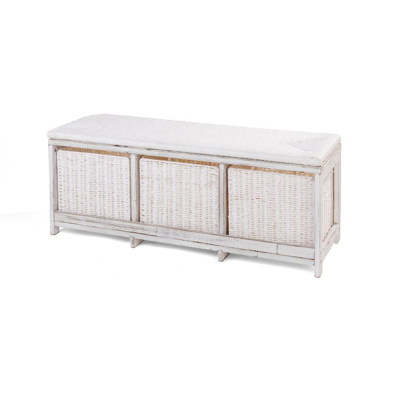 Badger Basket Kid&#39;s Storage Bench with Woven Top and Baskets White, 4 of 12