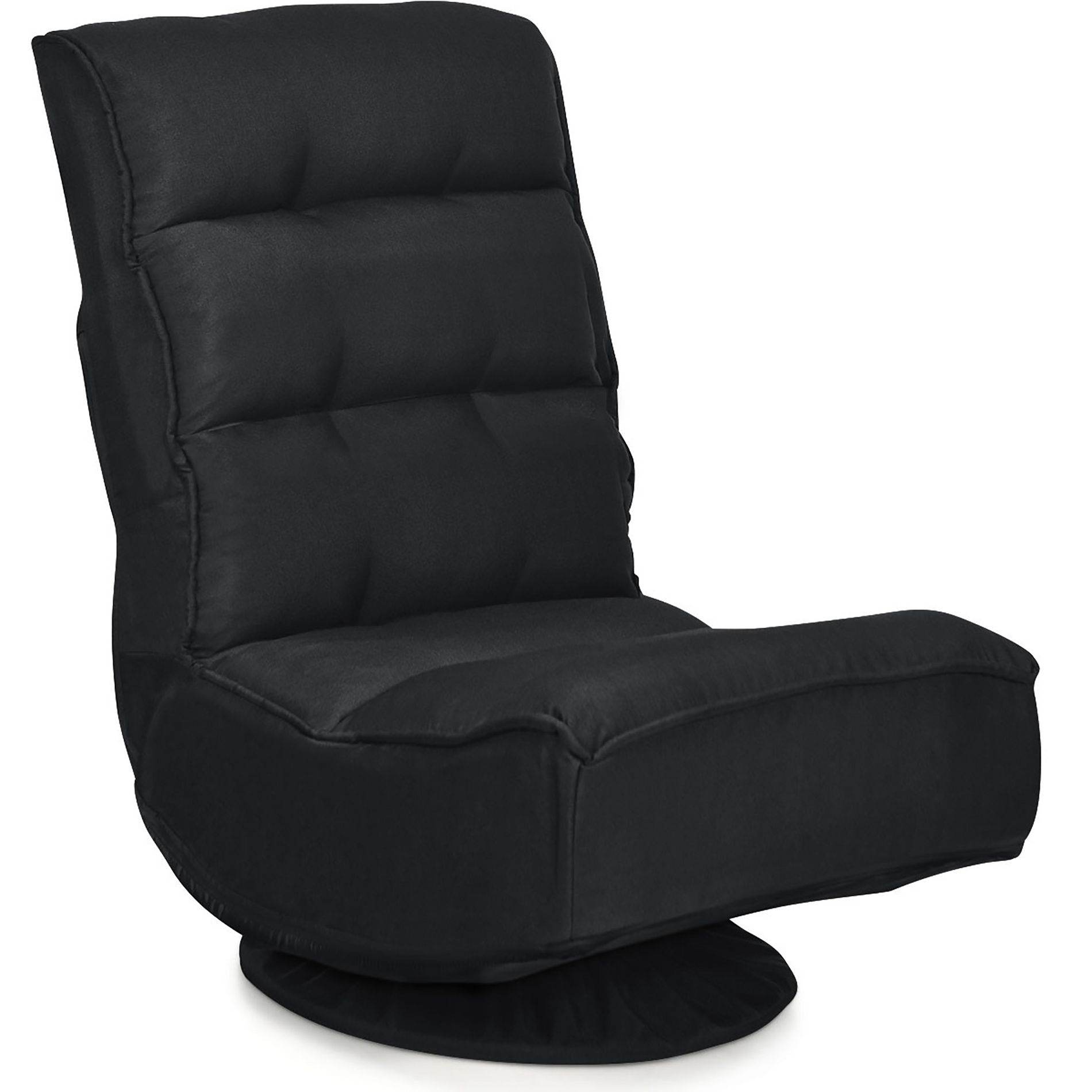 Costway Gaming Chair Fabric 5-Position Folding Lazy Sofa 360 Degree Swivel Grey BlackCoffee