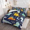 Boersma Cartoon Dinosaur Comforter Set Dark Blue Printed Bedding Set with 1 Comforter and 2 Pillowcases for Boys and Girls Bedroom All Season - 3 of 4