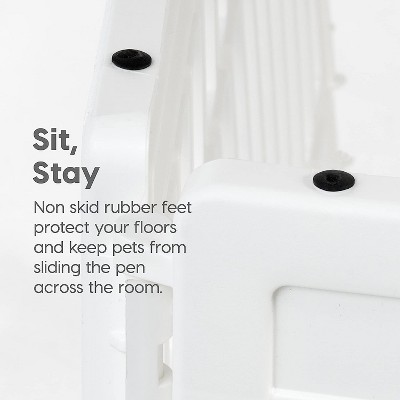 White 24-Inch Foldable Plastic Pet Playpen with Door