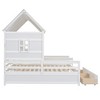 PAGED Modern Wooden Platform Bed, Twin Size Bed Frame with 2 Drawers, House Shaped Double Bed for Boy and Girl, No Box Spring Needed - 3 of 4