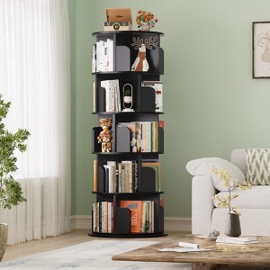 Aheaplus 4-tier/ 5-tier Corner Bookshelf for Home Office, 360 Rotating - 1 of 4