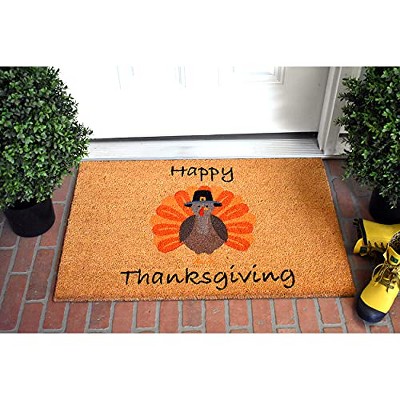 Happy Thanksgiving Coir Doormat with Turkey Design, 17" x 29"