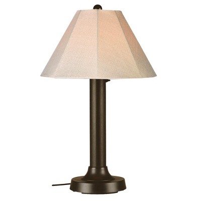 Patio Living Concepts Seaside Table Lamp 20617 with 3 bronze body and antique beige linen Sunbrella shade fabric