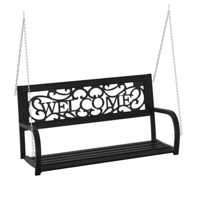 Patio Swing Bench 49.2" Steel and Plastic Black
