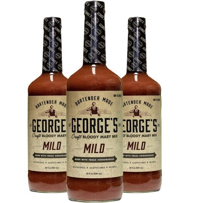 George’s Beverage Company Mild Bloody Mary Mix - 1L Bottle - Gluten Free, All Natural Mixer