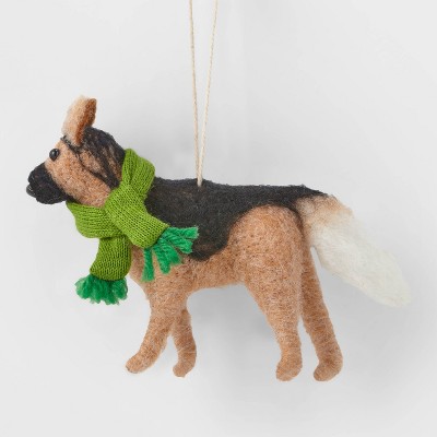 German Shepherd with Scarf Christmas Tree Ornament Green - Wondershop™