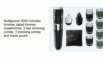 Philips Norelco Series 3000 Multigroom All-in-One Men's Rechargeable  Electric Trimmer with 13 attachments - MG3750/60