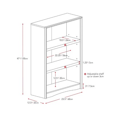 Sleek Modern Adjustable 47" White Woodgrain Laminate Bookcase