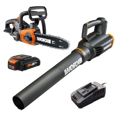 Worx WG915 20V Power Share 20V Chainsaws and 20V Blower Battery and Charger Included