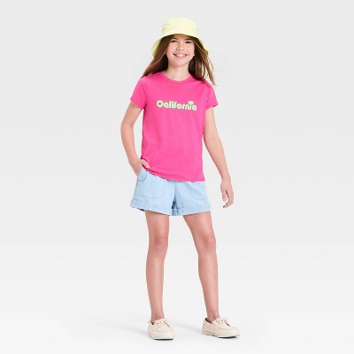 Cat & Jack Girls' Short Sleeve 'California' Graphic T-Shirt - Cat & Jack™ Dark Pink S — фото 4