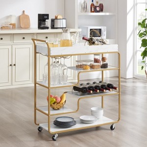 KTMBDW 6-Tier Bar Cart, Slide Bar Serving Cart with Wine Rack and Glass Holder, Rolling Drink Trolley for Living Room, Dining Room, Gold - 1 of 4