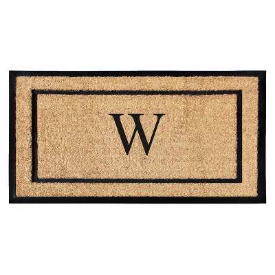 A1HC Natural Coir and Rubber Backing Monogrammed Door Mat, Anti-Shed Entry Doormat