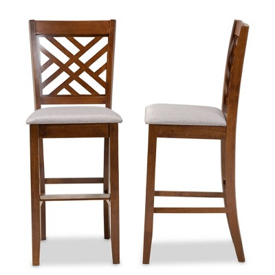 Jason Contemporary Grey Fabric & Walnut Wood Bar Stool Set