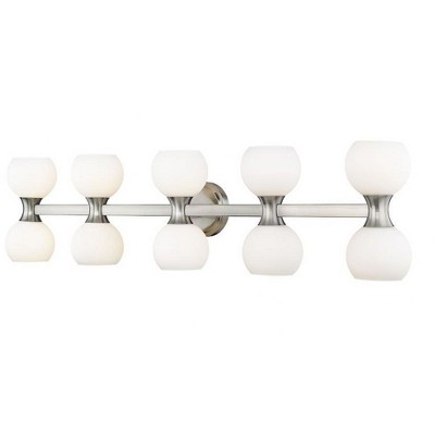 Artemis Brushed Nickel 10-Light Vanity with Opal Glass Shades