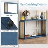 MOEPISY Narrow Console Table with Unique Irregular Top Design, Entryway Table with Open Shelf, Rattan Sofa Table (Antique Blue) - 4 of 4
