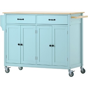 NicBex 2 Drawer Rolling Kitchen Island Cart with 2 Double-Door Cabinets,Kitchen Island on Wheels with Spice Rack,Island Table for Kitchen - 1 of 4