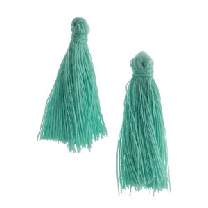 John Bead 1in Turquoise Green Cotton Tassels Ornament for DIY Crafts Party Decorations, 20pcs - 1 of 4