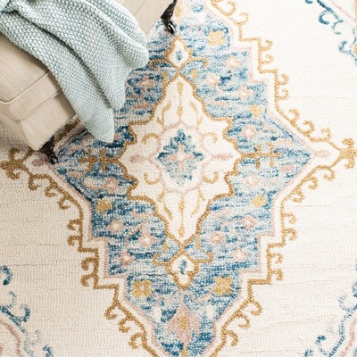 Ivory and Blue Hand-Tufted Wool Area Rug, 2'3" x 4'