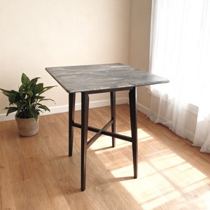 Modern Bar Height 42" Dining Table, Rubberwood Legs and Laminate Table Top, Paladina Marble Finish, Black - 1 of 4