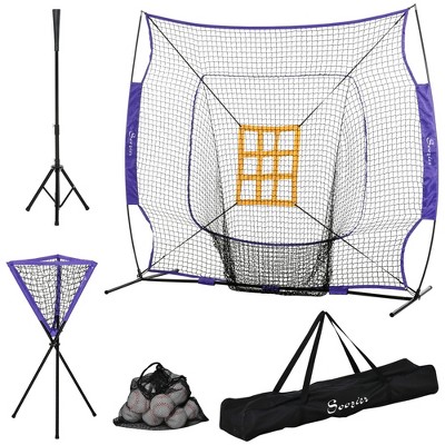 Soozier 7.5'x7' Baseball Practice Net Set W/ Catcher Net, Tee Stand, 12 ...