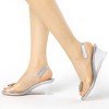 Allegra K Women's Clear Slingback Wedge Heel Rhinestone Peep Toe Sandals - 2 of 4