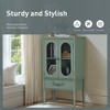 Captiva Designs Antique Mint Green Accent Sideboards Buffets Cabinetwith 2 Glass Doors and 1 Drawer for Kitchen Dining Room - 3 of 4