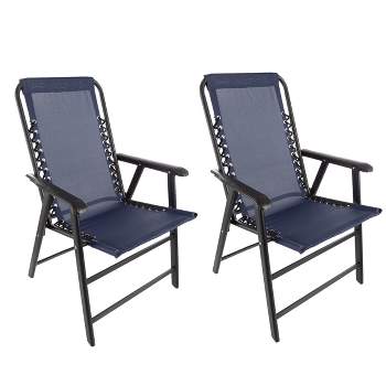 Pure Garden Folding Lounge Chairs – Portable Camping or Lawn Chairs, Navy, Set of 2