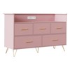 Modern Dresser for Bedroom, 47" Wide Wooden Dresser Storage Cabinet with LED Lights & Charging Statio - 4 of 4