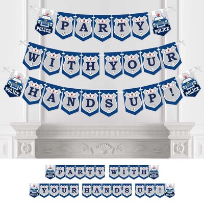 Big Dot of Happiness Calling All Units - Police - Cop Birthday Party or Baby Shower Bunting Banner - Party Decorations - Party With Your Hands Up