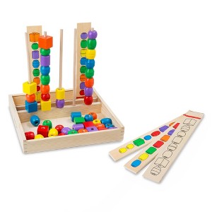 Melissa & Doug Bead Sequencing Set With 46 Wooden Beads and 5 Double-Sided Pattern Boards - 1 of 4