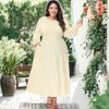 Anna-Kaci Women's Plus Size Casual Long Sleeve Smocked Chest Round Neck Flowy Tiered Maxi Dress - 3 of 4
