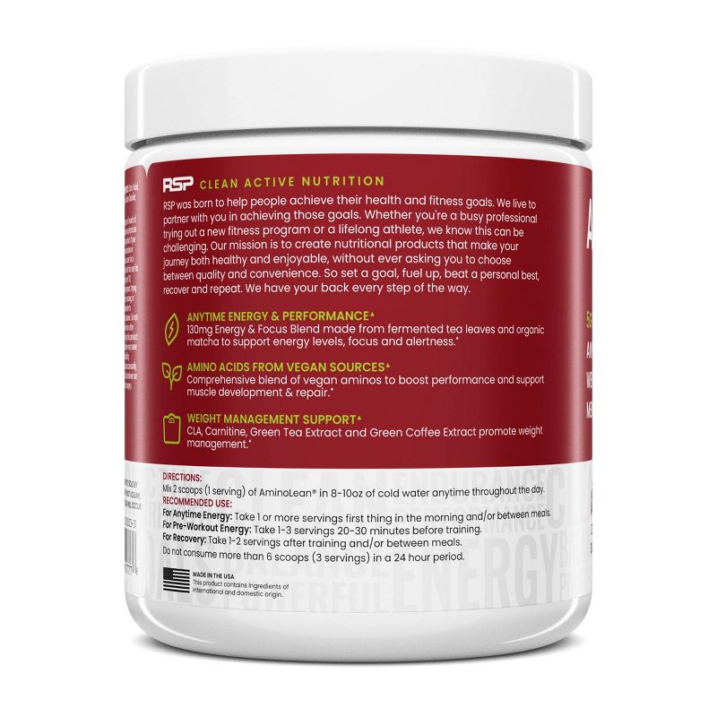 RSP Nutrition AminoLean Pre-Workout Powder - Cherry - 205gms, 3 of 10