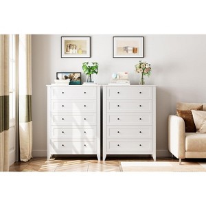 5 Drawers Dresser for Bedroom, Set of 2 Farmhouse Wood Chest of Drawers for Clothes, Storage Dressers Organizer with Handles & Deep Drawers - 1 of 4